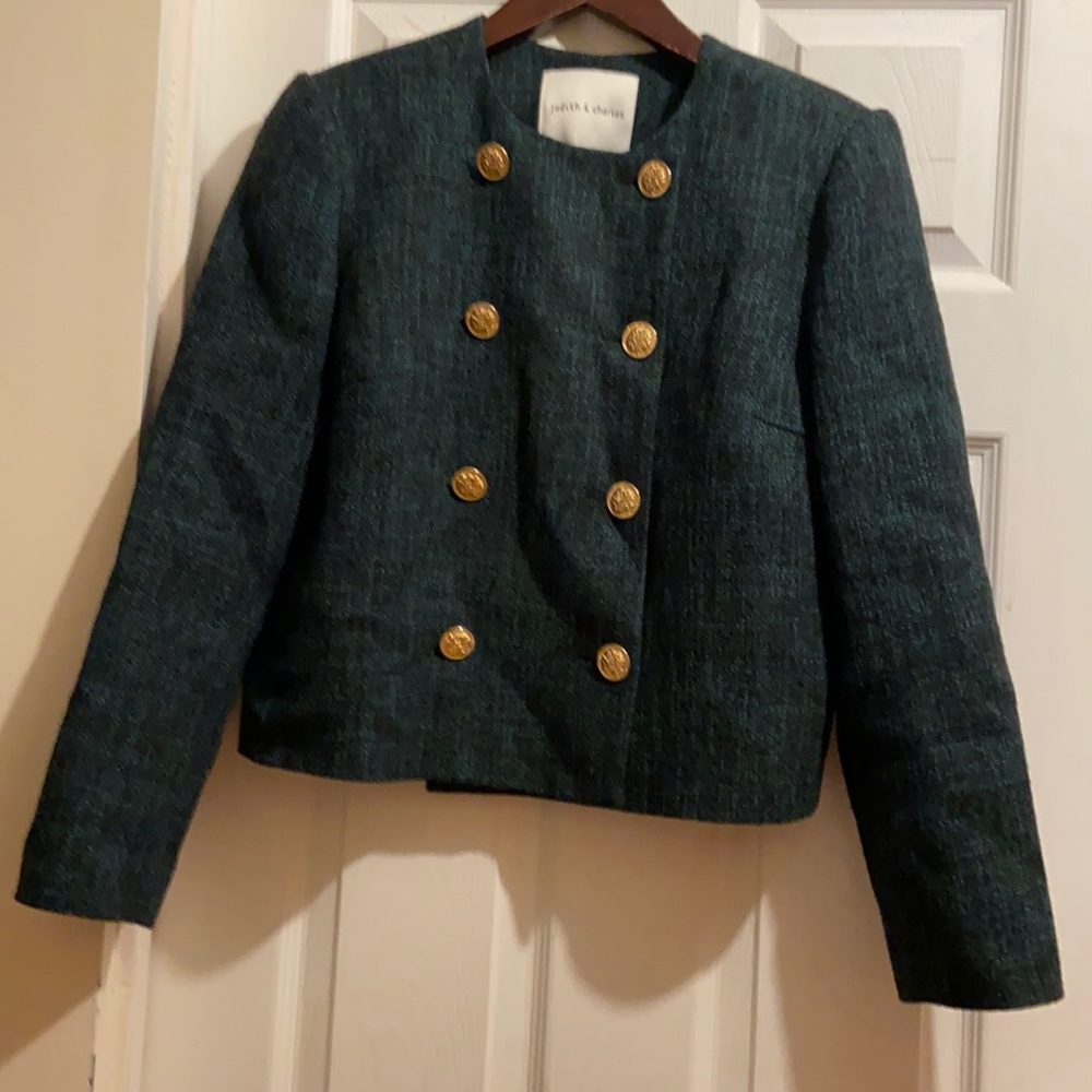 Classic Double-Breasted Blazer in Dark Green
